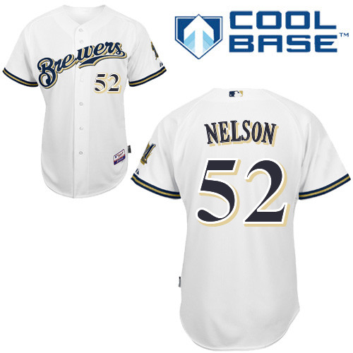 Jimmy Nelson #52 MLB Jersey-Milwaukee Brewers Men's Authentic Home White Cool Base Baseball Jersey